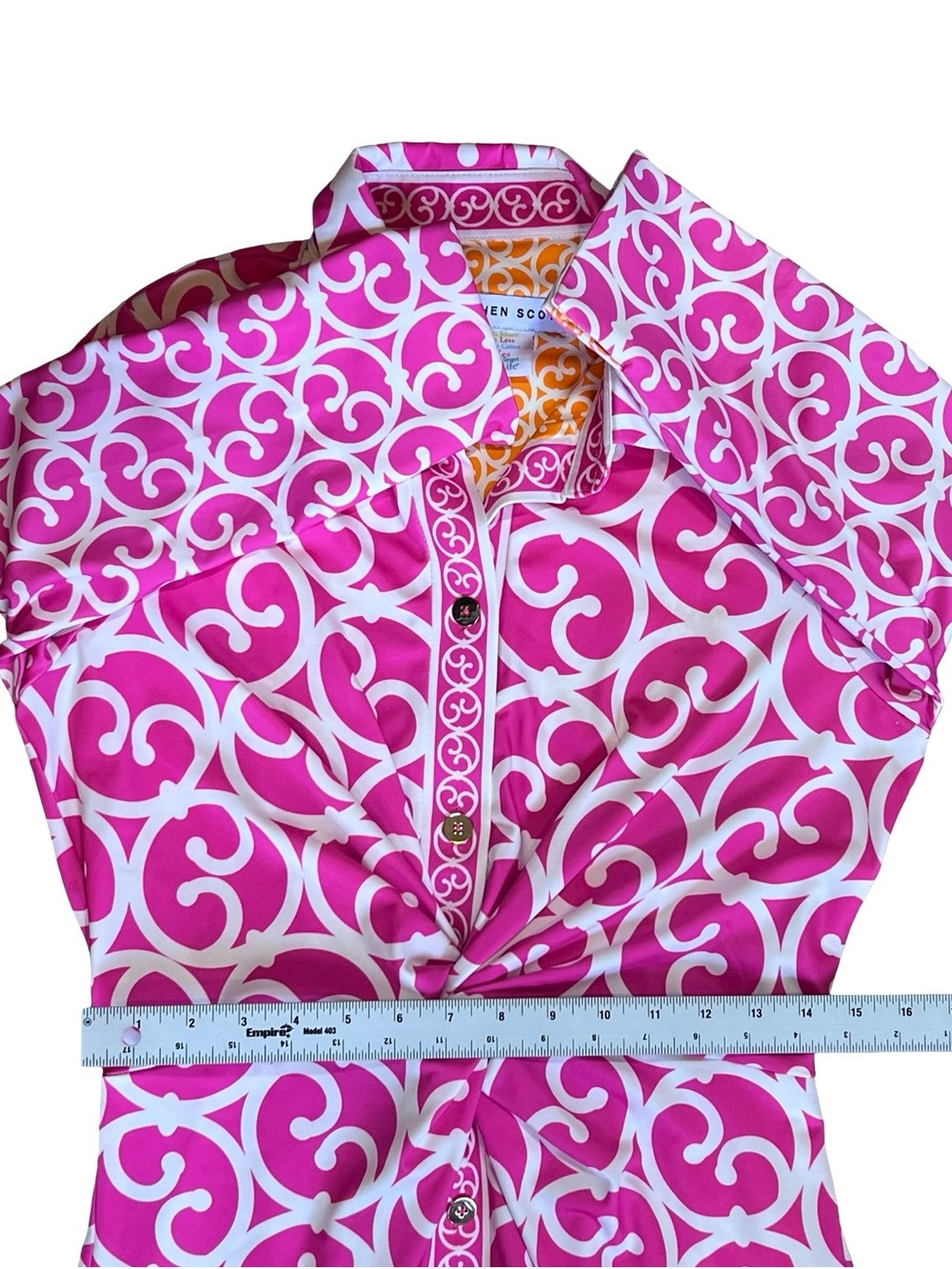 Gretchen Scott Women’s Sz M Pink Twist and Shout Dress Geometric Print Stretch - Picture 14 of 16